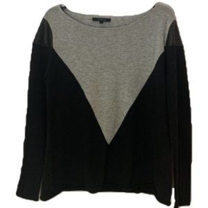 Grey & Black Sweater With Leather Details